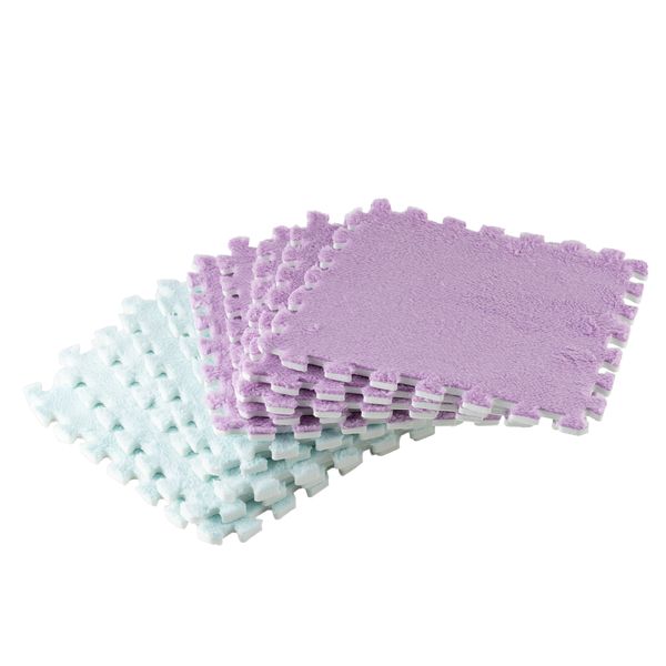 10pcs Plush Puzzle Foam Floor Mat,Cute Soft Interlocking Square Foam Carpet