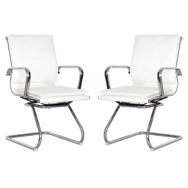 Square Pad Visitors Office Chairs-Set of 2 Per Box-White