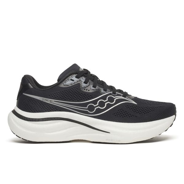 Saucony Men's Ride 19 2E WIDE Fit Road Running Shoes - Black/White