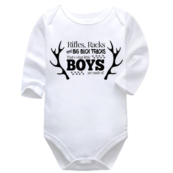 What Boys Are Made Of Hunting Baby Vest Bodysuit Onesie Long Sleeve