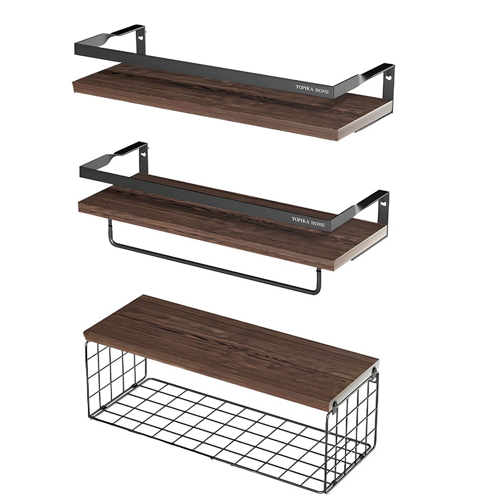 TopikaHome-Bathroom Organiser with Basket, Wall Mounted Shelve For Home