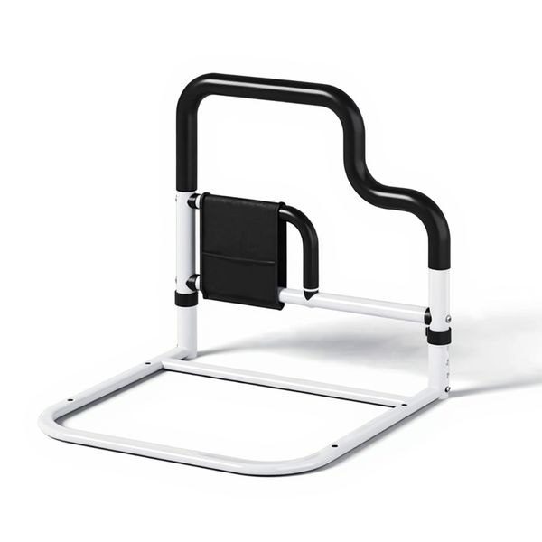 Safety 4-Lever Adjustable Bedside Rail-Tool-Free, Wide Base &amp; Storage Pouch