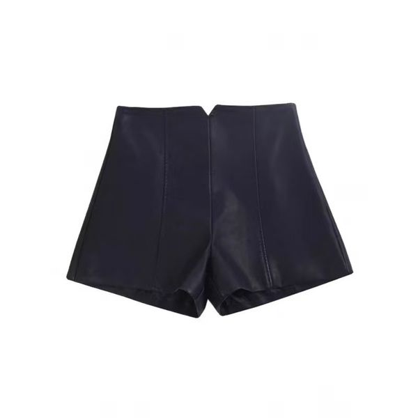 High-waisted Slim-fit PU Leather Casual Shorts