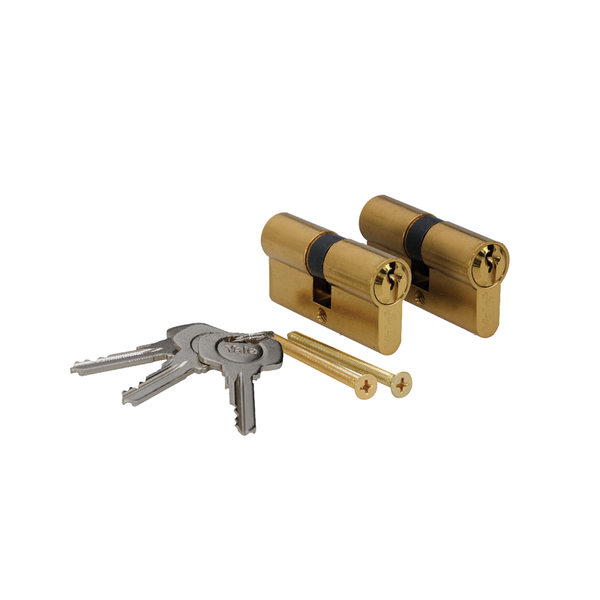 64mm Euro Profile Cylinder Brass With Offset Cam Duo Pack