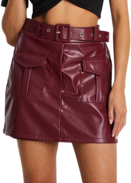 Quiz - Women Red Faux Leather Skort