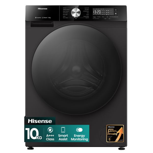 Hisense 10Kg Front Loader Washing Machine with Auto Dosing- Premium Black