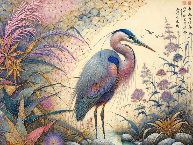 Modern Canvas Wall Art Home Decor- Purple Heron