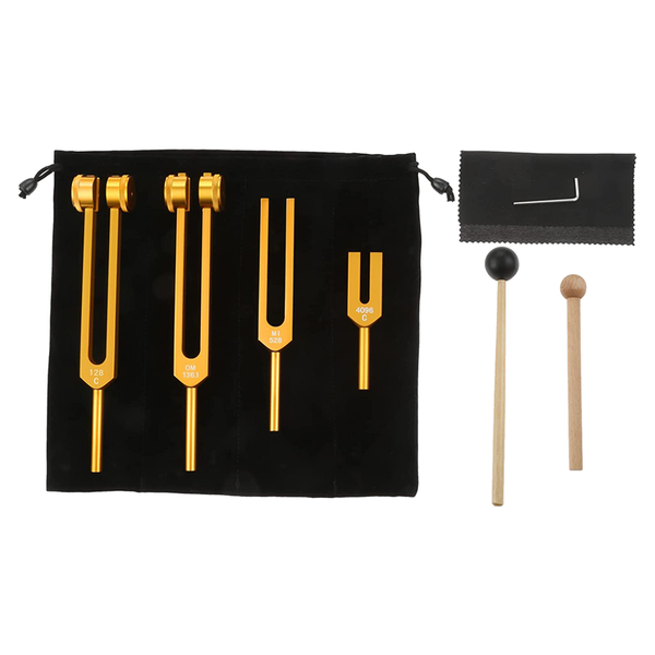 4Pcs Tuning Fork Set (4096C Mi528 128C Om136 1) Body Tuning Forks