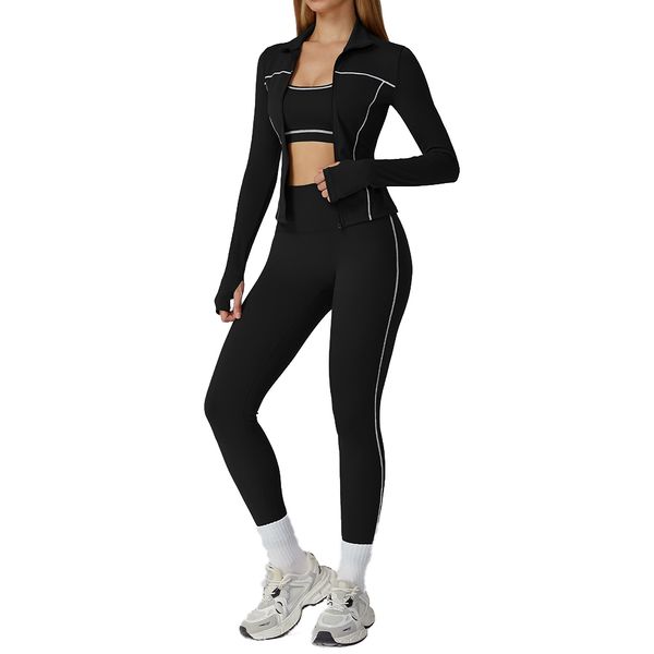 Women's 3-piece Sports Set: Jacket, Bra &amp; Leggings