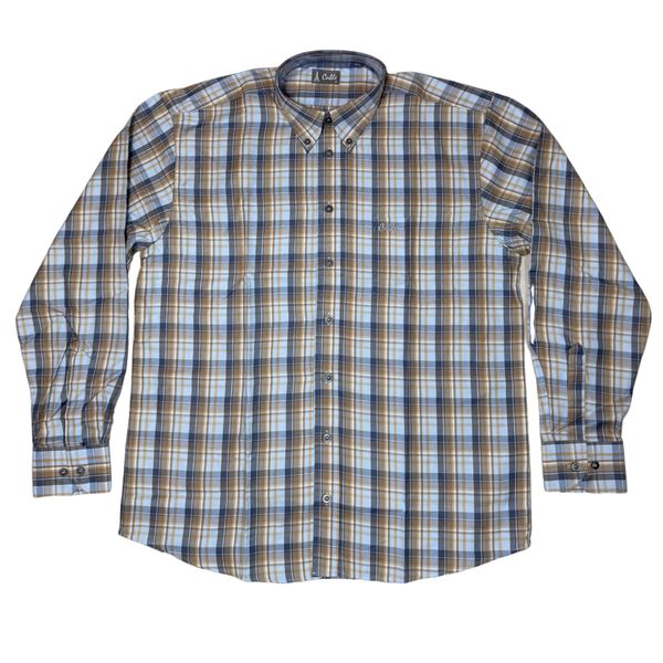 Cable LS Sky Blue Khaki Check Shirt.