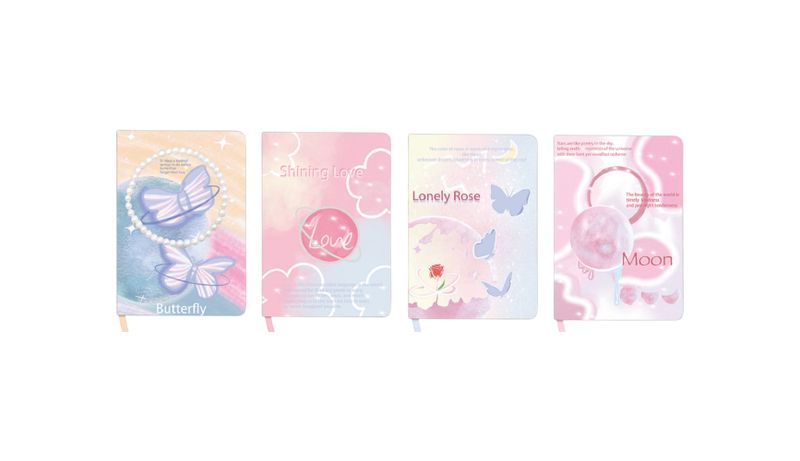 4 Piece Set Nature Colour Hardcover Notebook - 21 × 14.5 cm (72 Pages).