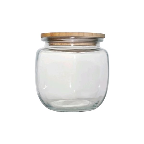 Canister 3.2L Round Glass With Bamboo Lid