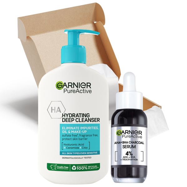 Garnier Anti-Blemish Bundle with Charcoal Serum and Hydrating Cleanser