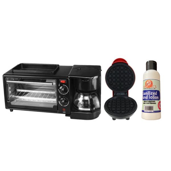 3-in-1 Multifunction Breakfast Maker &amp; Mini Waffle Maker &amp; Sanitizer Lotion - Bundle