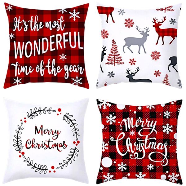 4 Piece - Christmas Decorative Cushion Cover Set - Multicolour