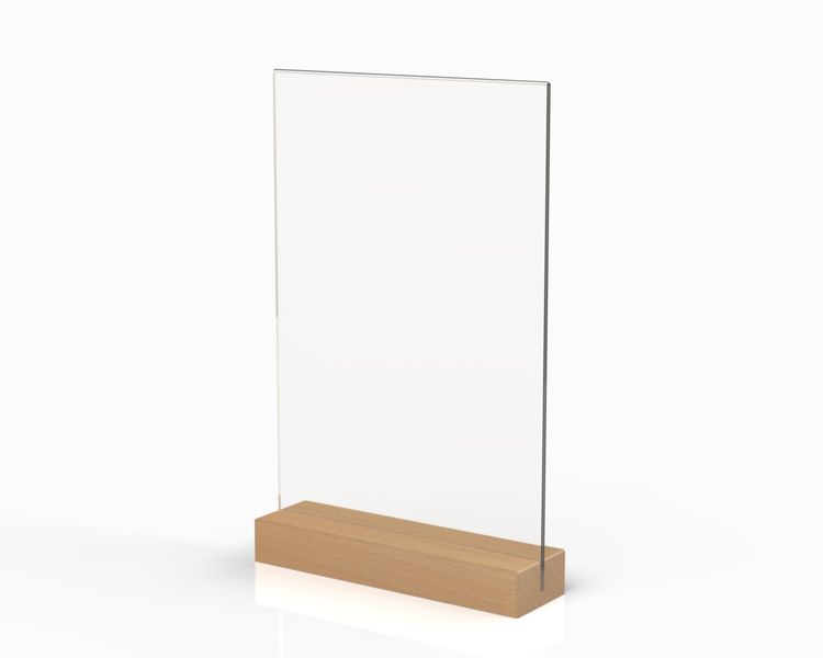 Plastic Menu Holder with Wooden Base (2 Pack)