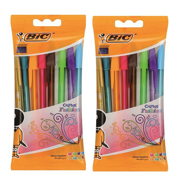 BIC Cristal Fashion Colours 8's Pack of 2