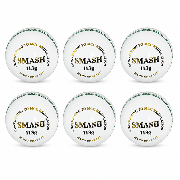 Smash 113g 2-Piece Cricket Balls - White (Pack of 6)