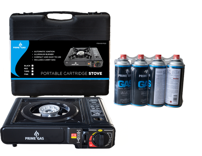 Prime Gas Single Burner Canister Camping Gas Stove with Travel Case