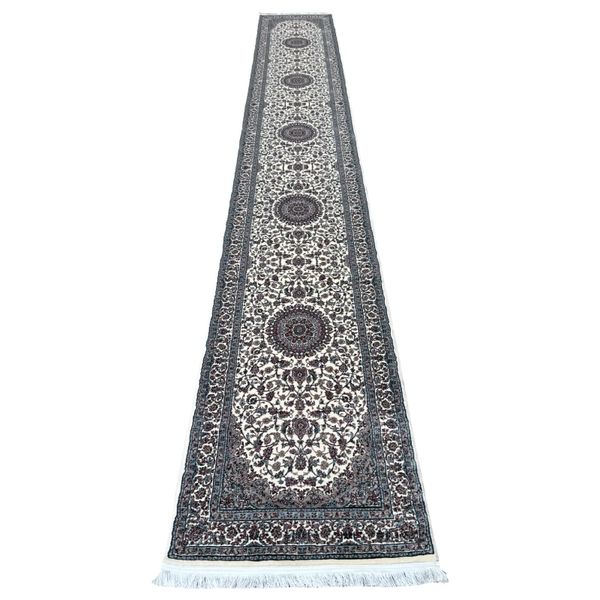 600 x 80cm Creamish Persian Kashan Design Runner Rug