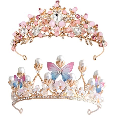 Girls Tiara Princess Crown Headband Rhinestone Hairpiece, Halloween headband Image