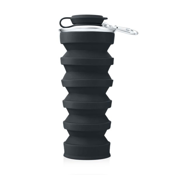 Silicone Collapsible Water Bottle - Black - 500ml