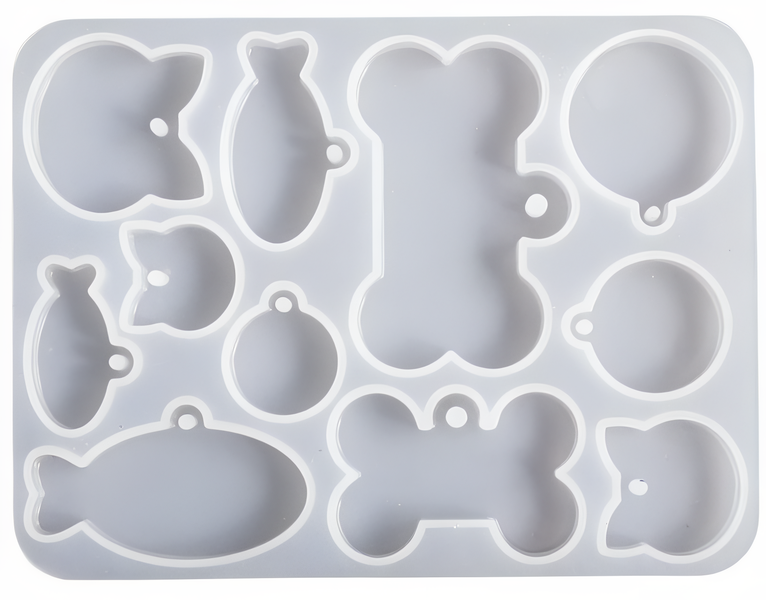 Dog and Cat Nametags Silicone Mould (smallest 1.8cm, largest 5cm length)