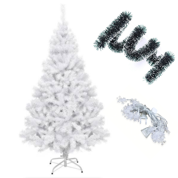 Christmas Tree with Light and Snowflake Tinsel Decoration