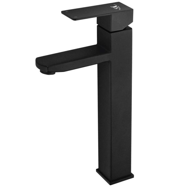 Jack Brown Square Tall Bathroom Basin Mixer Tap With Hose