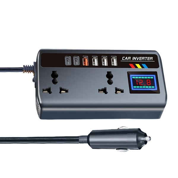 Car Power Inverter 12V/24V to 220V with USB Ports &amp; Digital Display