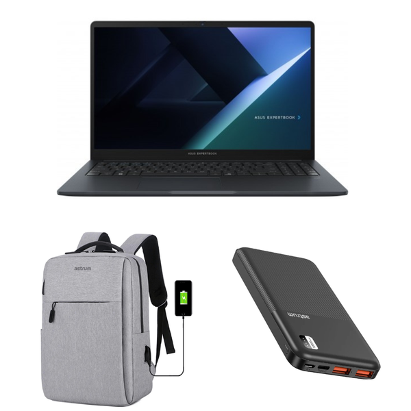 ASUS ExpertBook Laptop + Laptop Backpack with USB port + Powerbank
