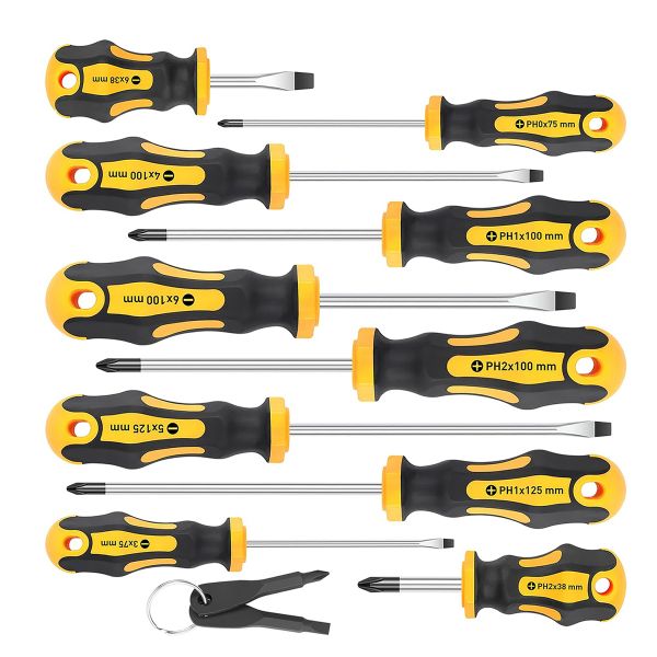 10Piece Magnetic Screwdrivers with 2Piece Key Screwdrivers Small Tools for DIY