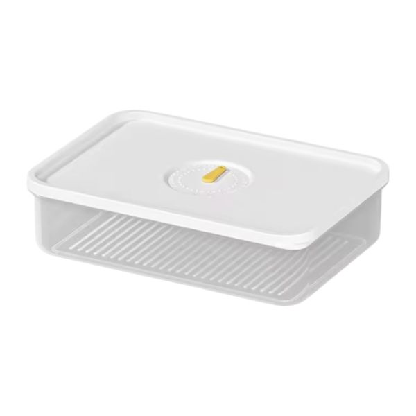 Food-Grade Refridgerator Storage Container - L - White/Transparent