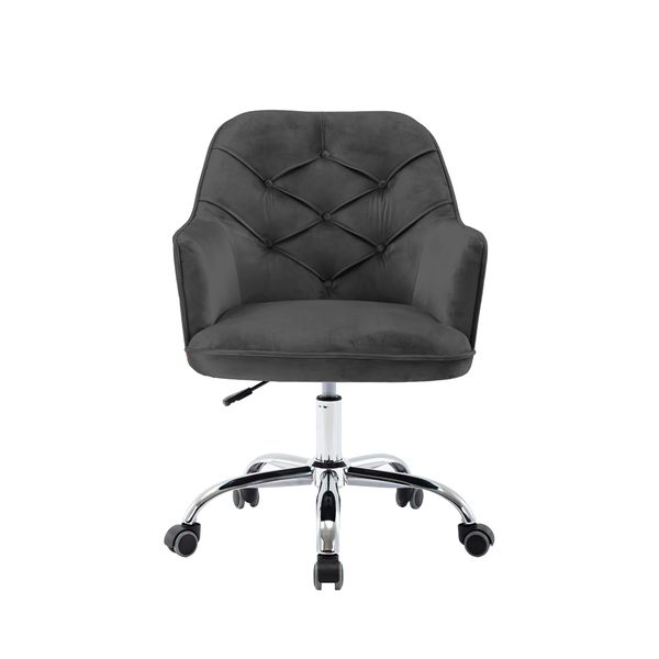 Norman Swivel Velvet Office Chair With Silver Frame