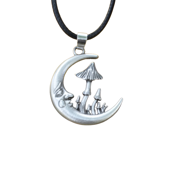 Mysterious Magic Witch Crescent Moon Mushroom Pendant Necklace
