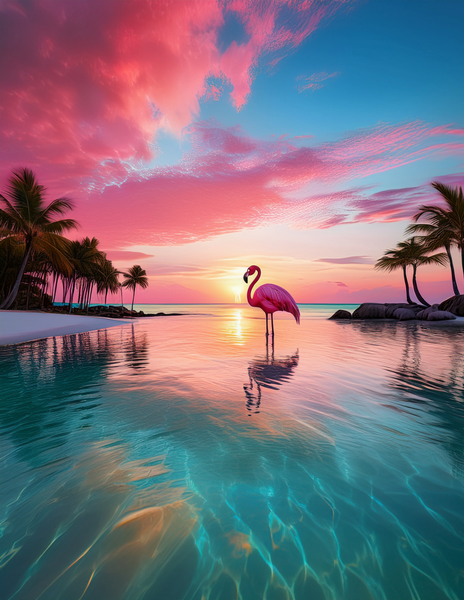 Canvas Wall Art Home Decor - Flamingo pink