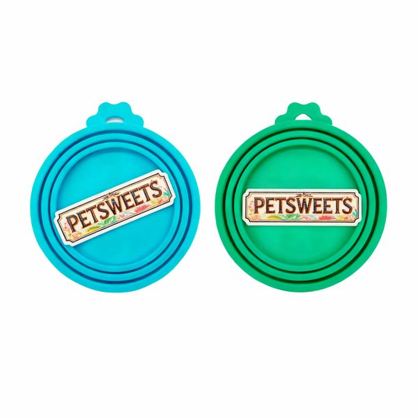 2 Pieces Universal Silicone Tin Can Lids Pet Food Can Cover - Blue &amp; Green