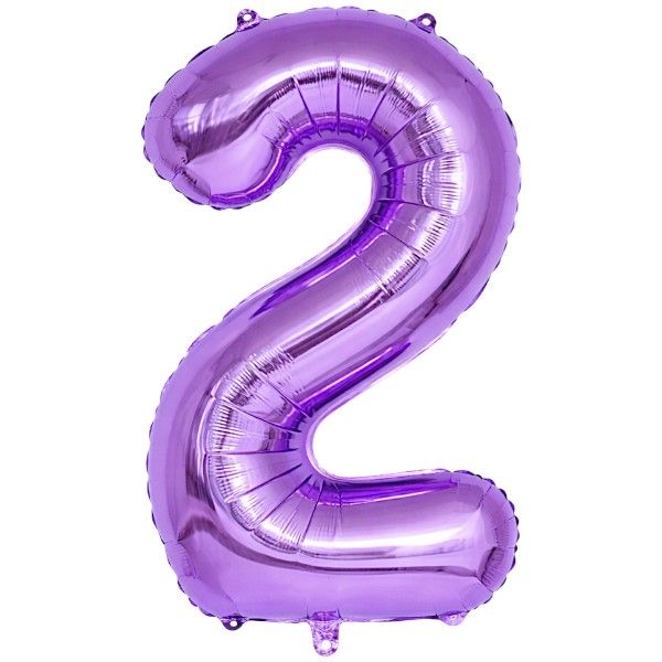 32-Inch Metallic Foil Balloon - Number 2 - Purple