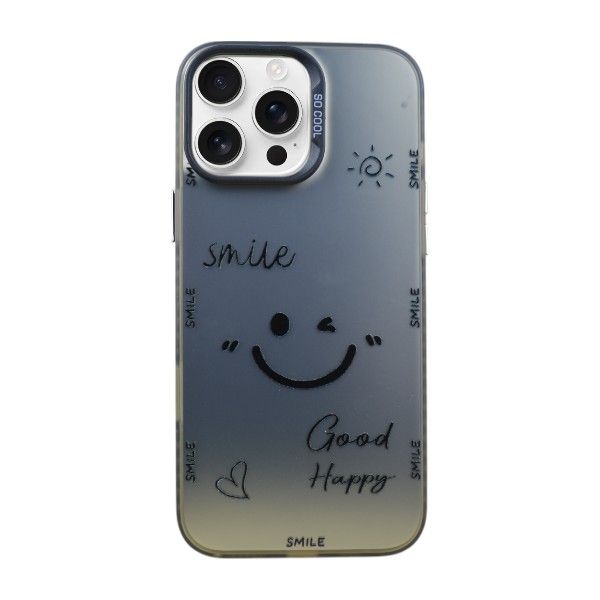 Smiley Printed Phone Case Compatible IPH 16 Pro Max - Silver