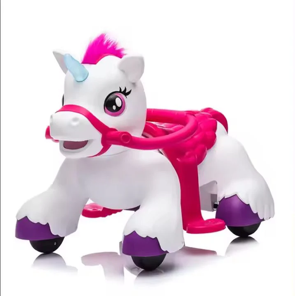 Kids Adorable Unicorn Ride-On Toy with 360 Swivel Wheels
