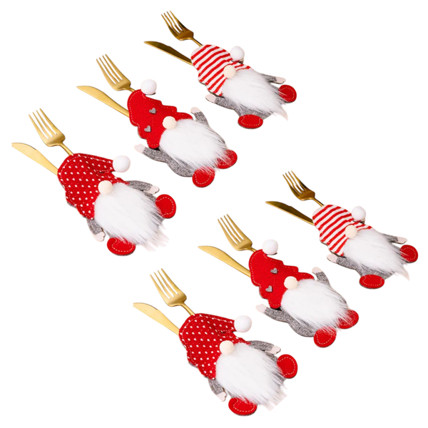 6 Piece Christmas Gnome Cutlery Holders