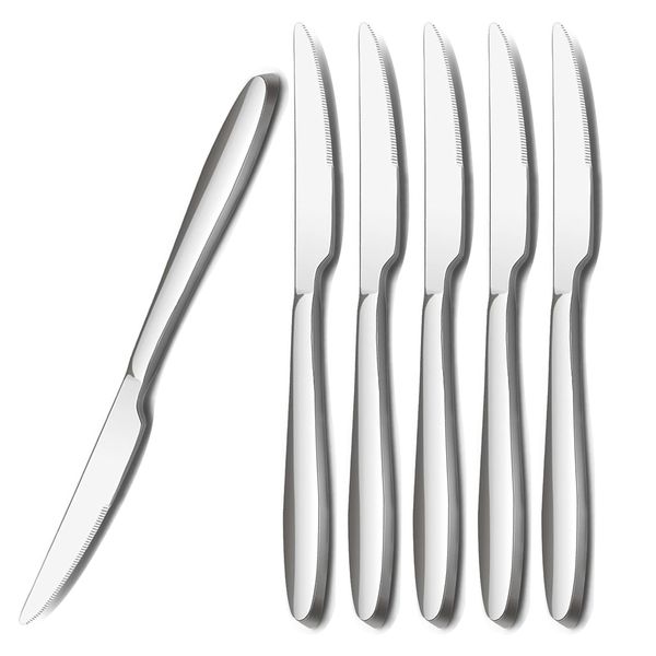 Heavy Mirror Finished High Quality Stainless Steel Steak Knives - Set of 6