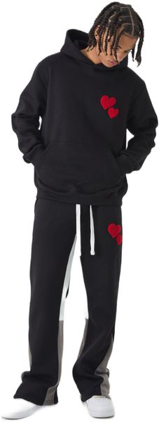 boohooMAN - Men's Regular Limited Heart Gusset Hooded Tracksuit - Black