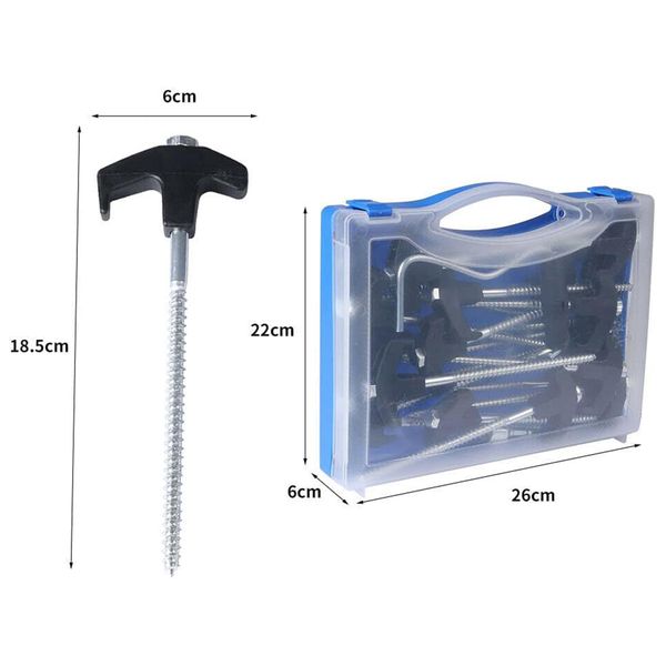 22 Piece Thread Peg Set Ground Twisting Pegs Tent Accessories with Holders
