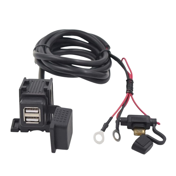Motorcycle Dual USB Phone/GPS Charger with Inline Fuse (12V)