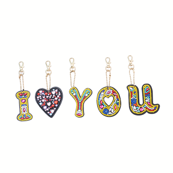 Crafty Dots - Diamond Painting Keyring Kit Set - I Love You