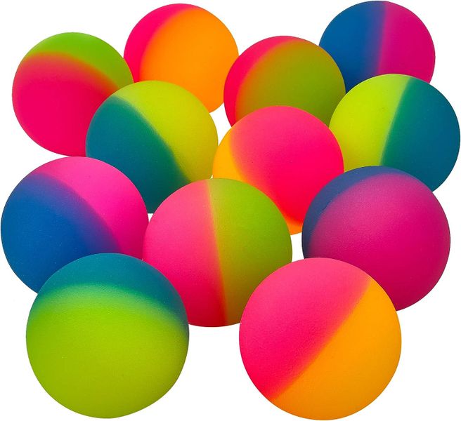 BESTBY - Bulk Pieces Rainbow Color Bouncy Balls in Plastic Canister
