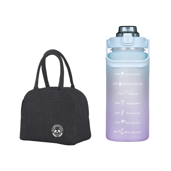 Thermal Insulated Lunch Bag + 2L Motivational Water Bottle - Orange