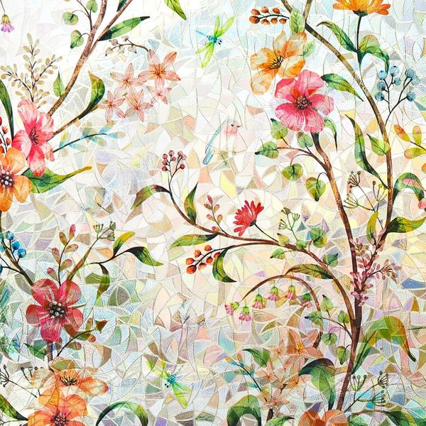 Ranzdn Window Privacy Film Stained Glass Static Cling