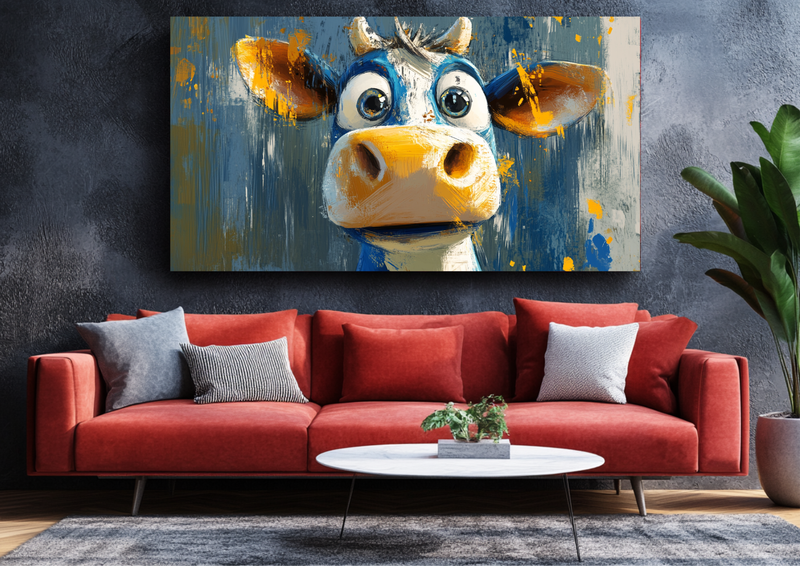 Canvas Wall Art - Stylized Cow Brushtroke - BX0346